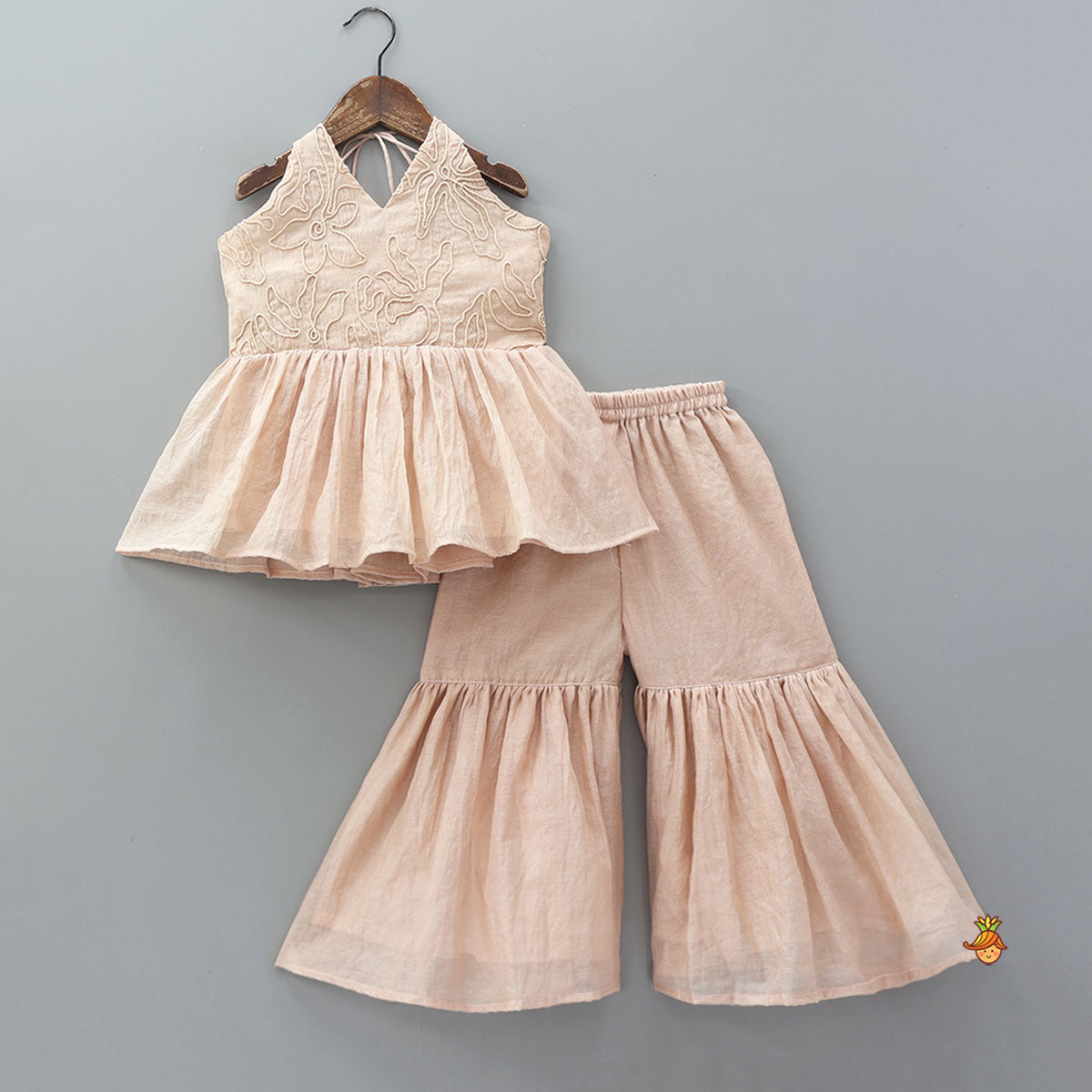 Pre Order: Halter Neck Peplum Top With Sharara