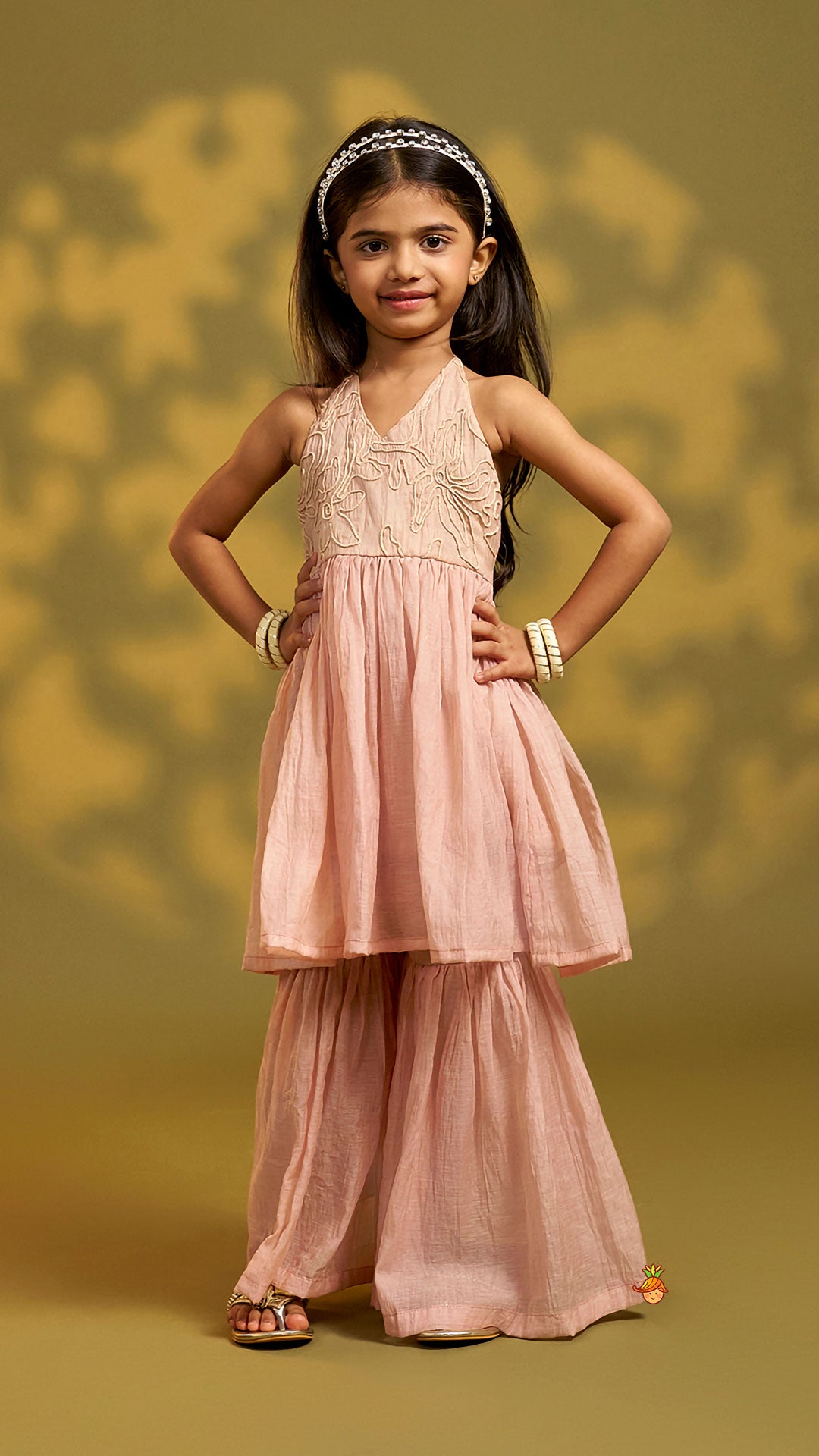 Pre Order: Halter Neck Peplum Top With Sharara