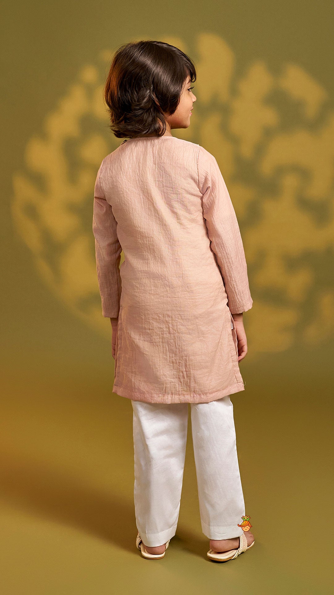 Pre Order: Asymmetrical Cord Embroidered Kurta with Pyjama