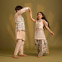 Ethnic Kurta With Animal Motif Jacket And Pyjama twinning model image 2