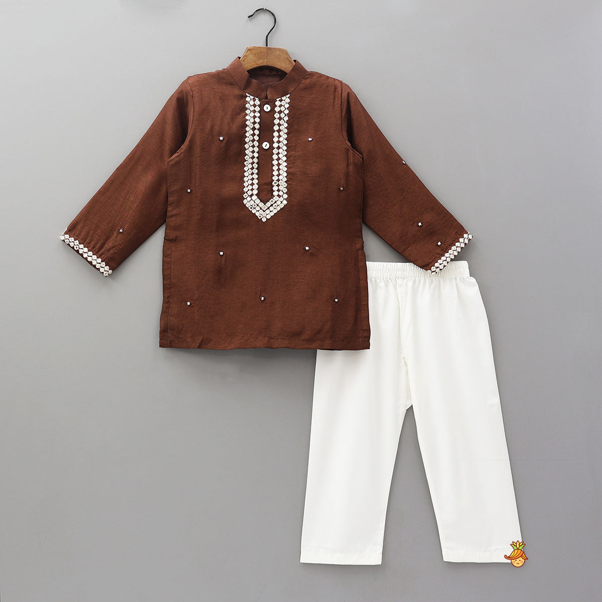 Pre Order: Faux Mirror Work Elegant Kurta And Pyjama
