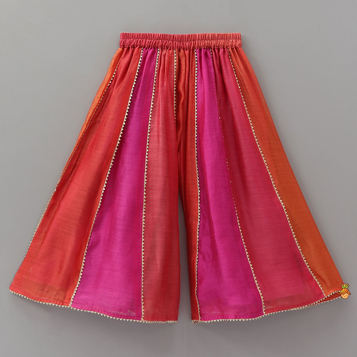 Embroidered Kurti And Palazzo With Fringed Lace Detail Dupatta