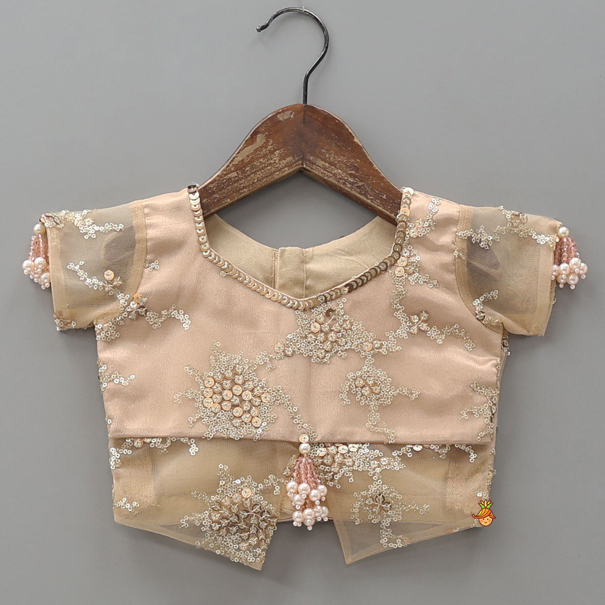 Pre Order: Stylish Front-Cut Crop Top With Lehenga And Dupatta With Hair Clip