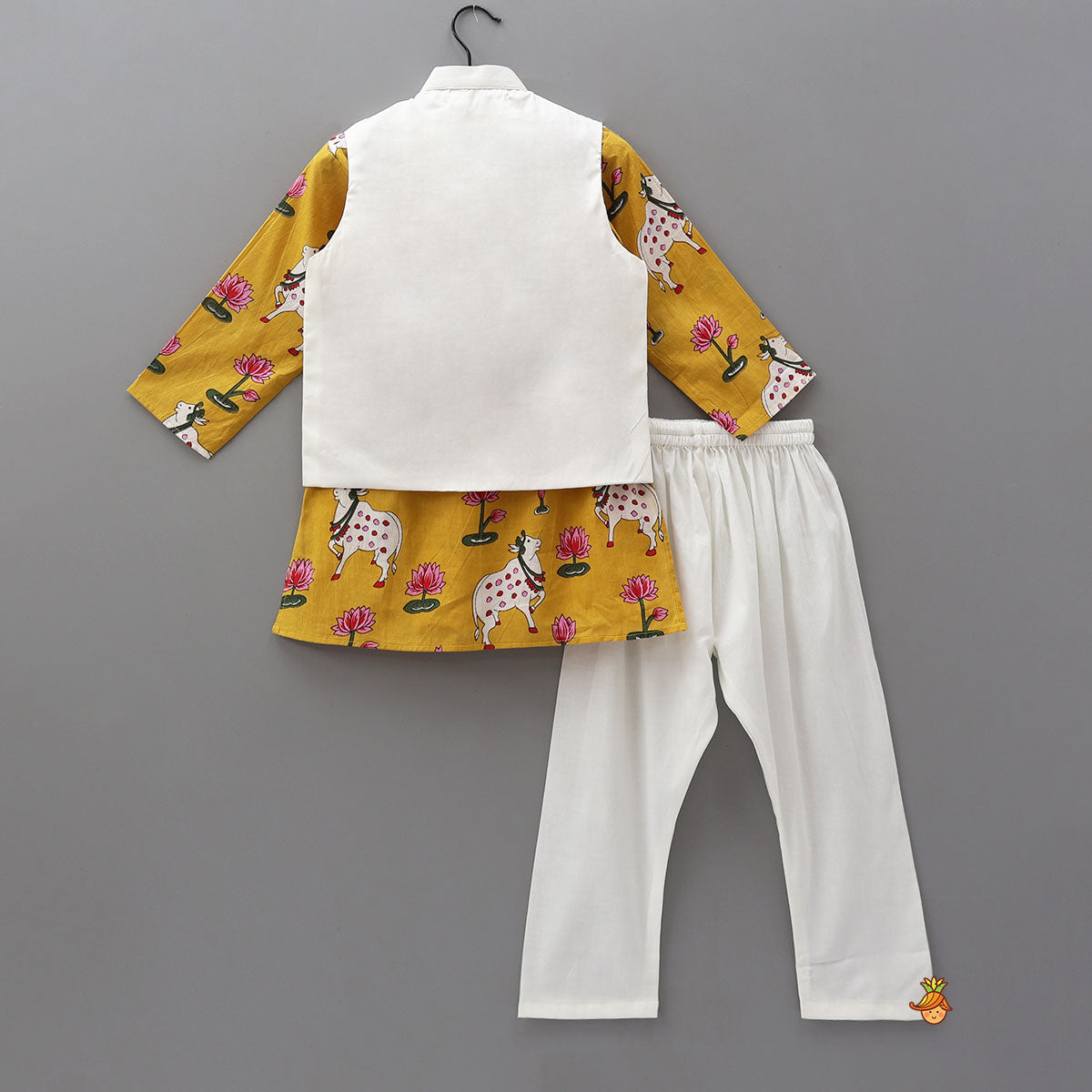 Lotus Printed Kurta With Jacket And Churidar