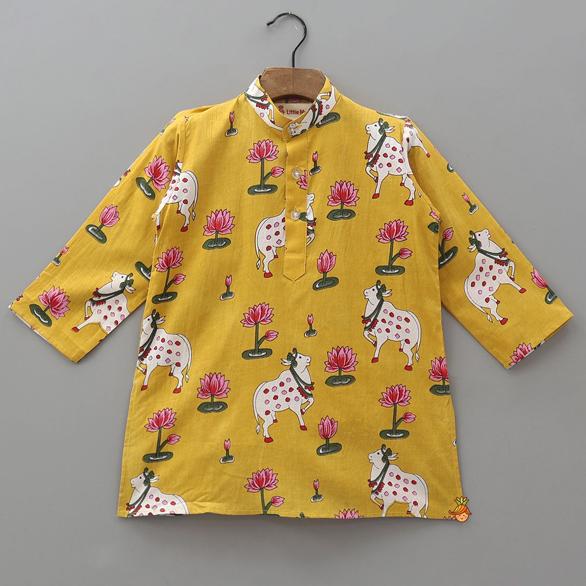 Lotus Printed Kurta With Jacket And Churidar