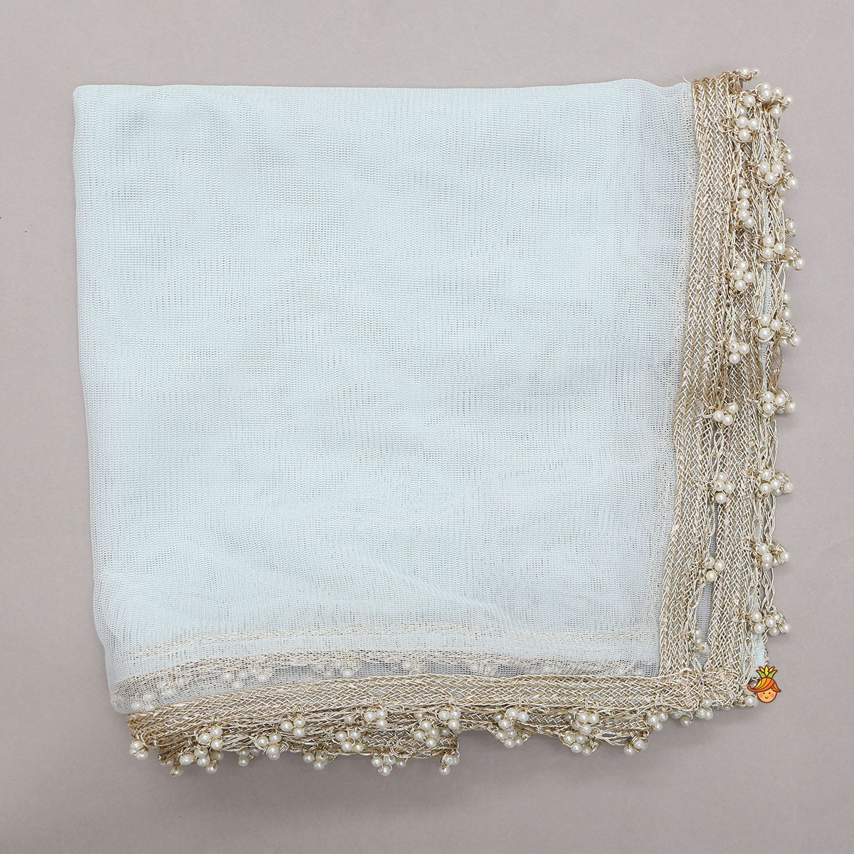 Pre Order: Hand Embroidered Pleated Armhole Top And Lehenga With Net Dupatta