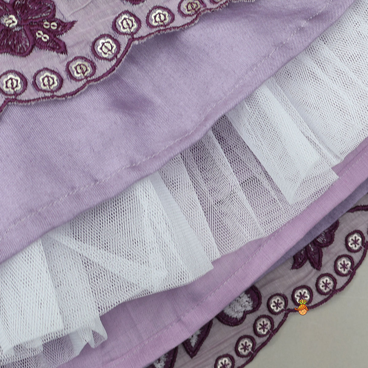Pre Order: Lavender Floral Embroidered Top And Lehenga
