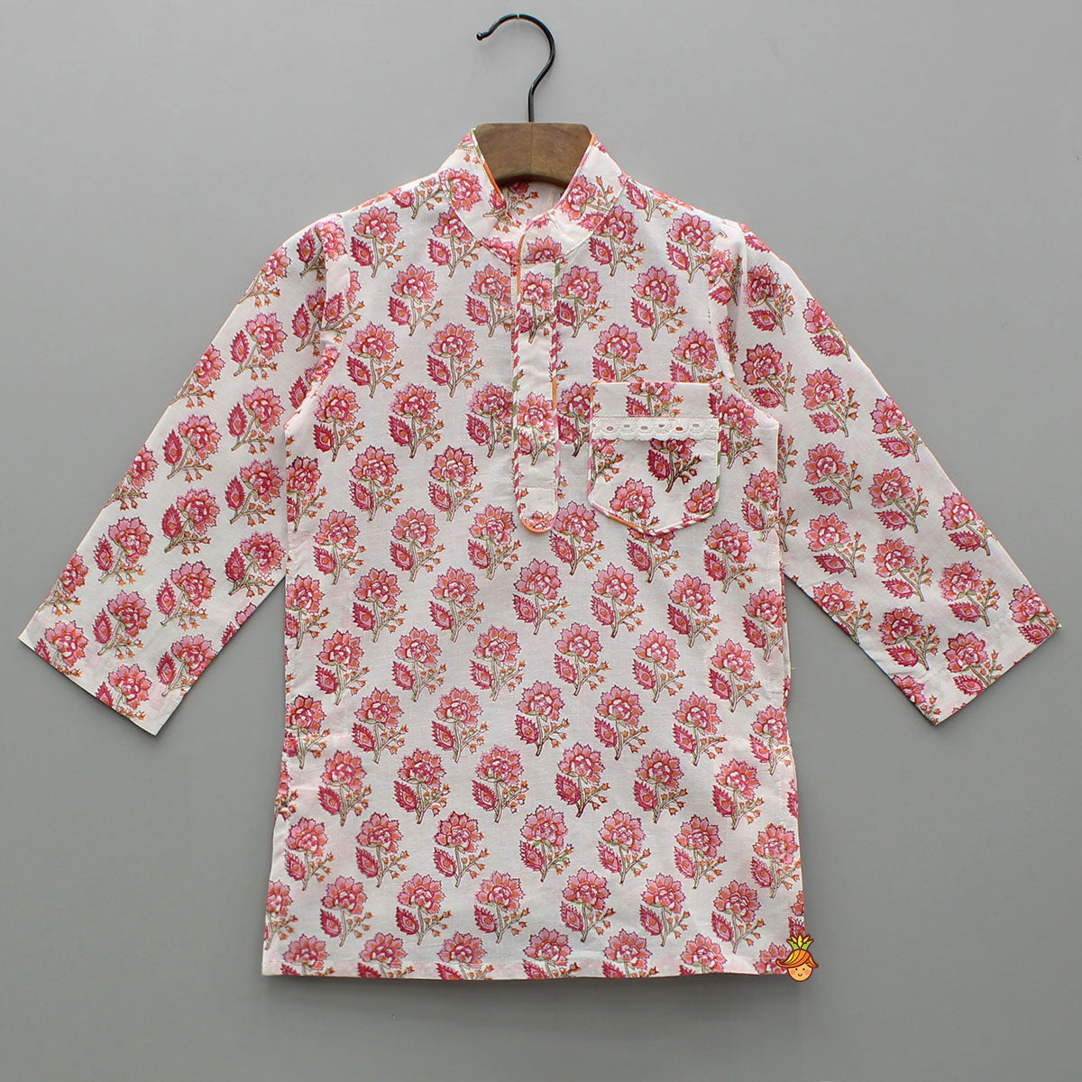 Floral Hand Block Printed Cotton Kurta With Pyjama