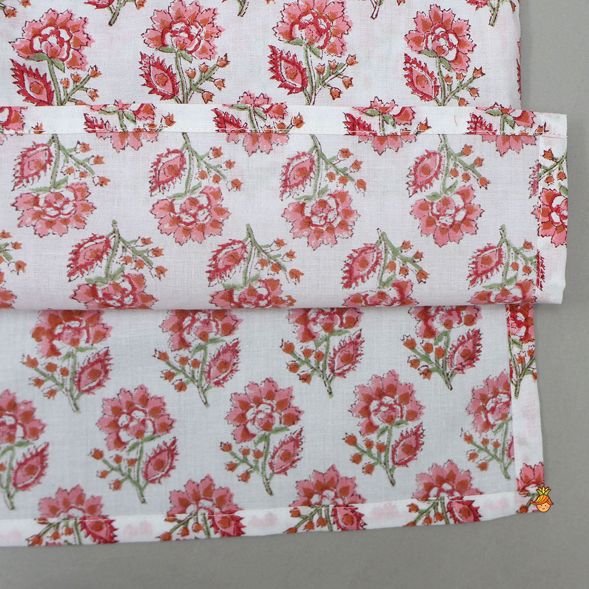 Floral Hand Block Printed Cotton Kurta With Pyjama