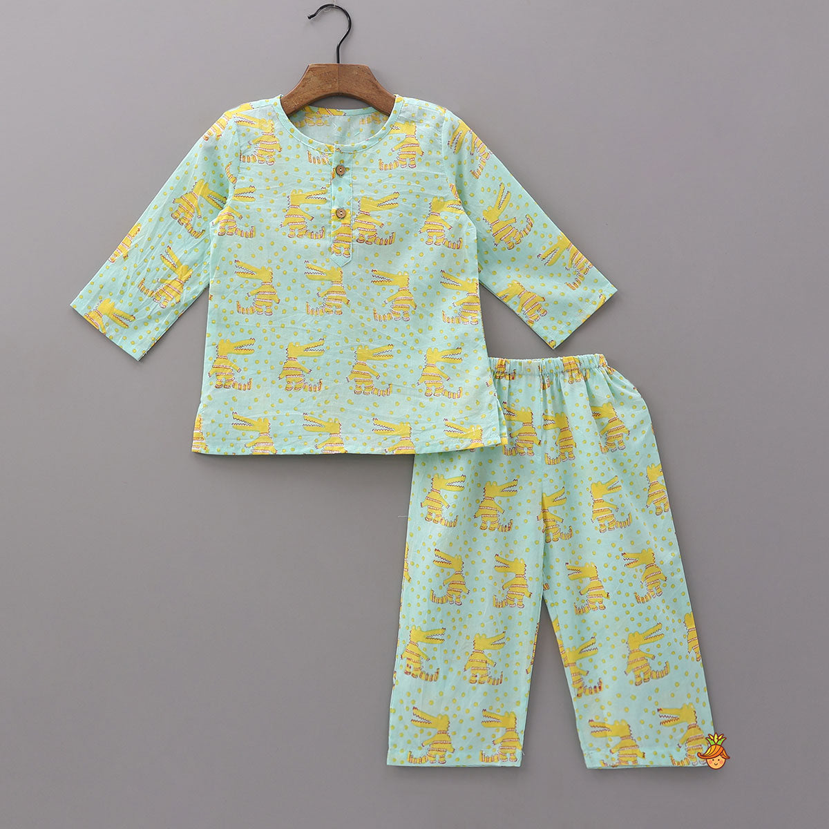 Crocodile Block Print Kurta Pyjama Sleepwear