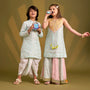 Ethnic Sleeveless Kurti With Wide-Leg Palazzo twinning model image 2