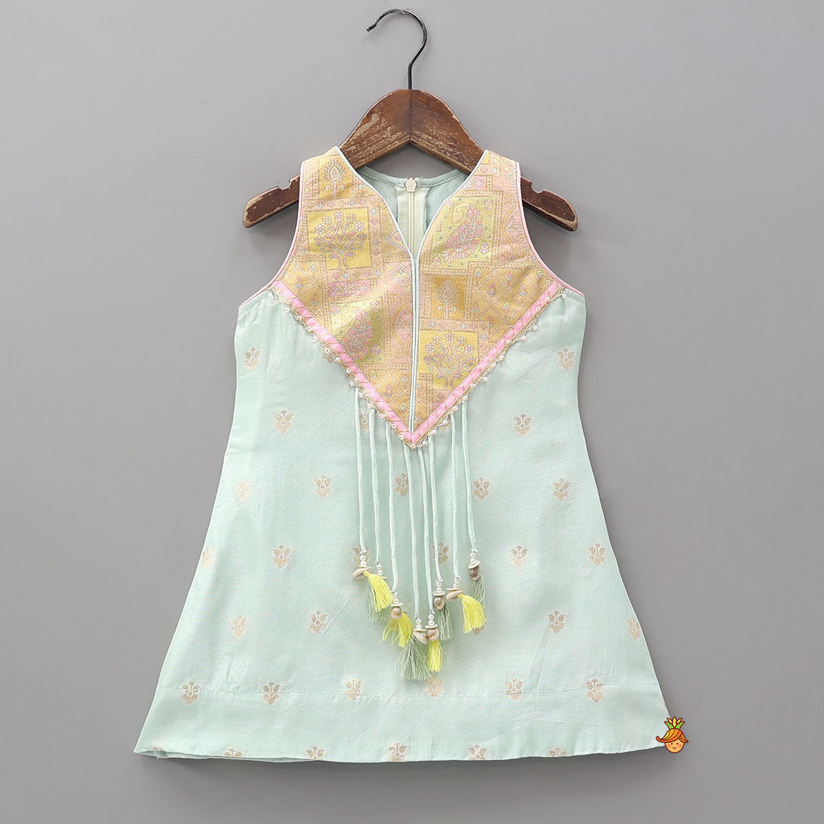 Pre Order: Ethnic Sleeveless Kurti With Wide-Leg Palazzo