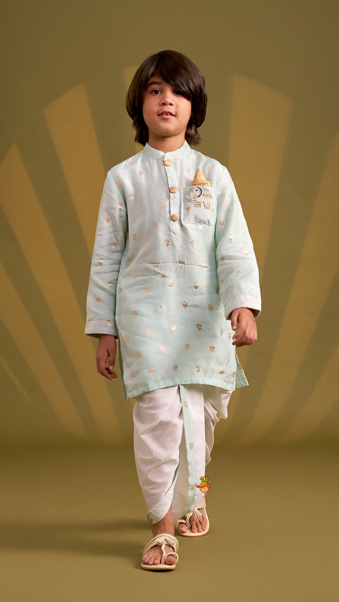 Pre Order: Booti Work Ethnic Kurta And Dhoti