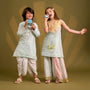 Booti Work Ethnic Kurta And Dhoti twinning model image 3