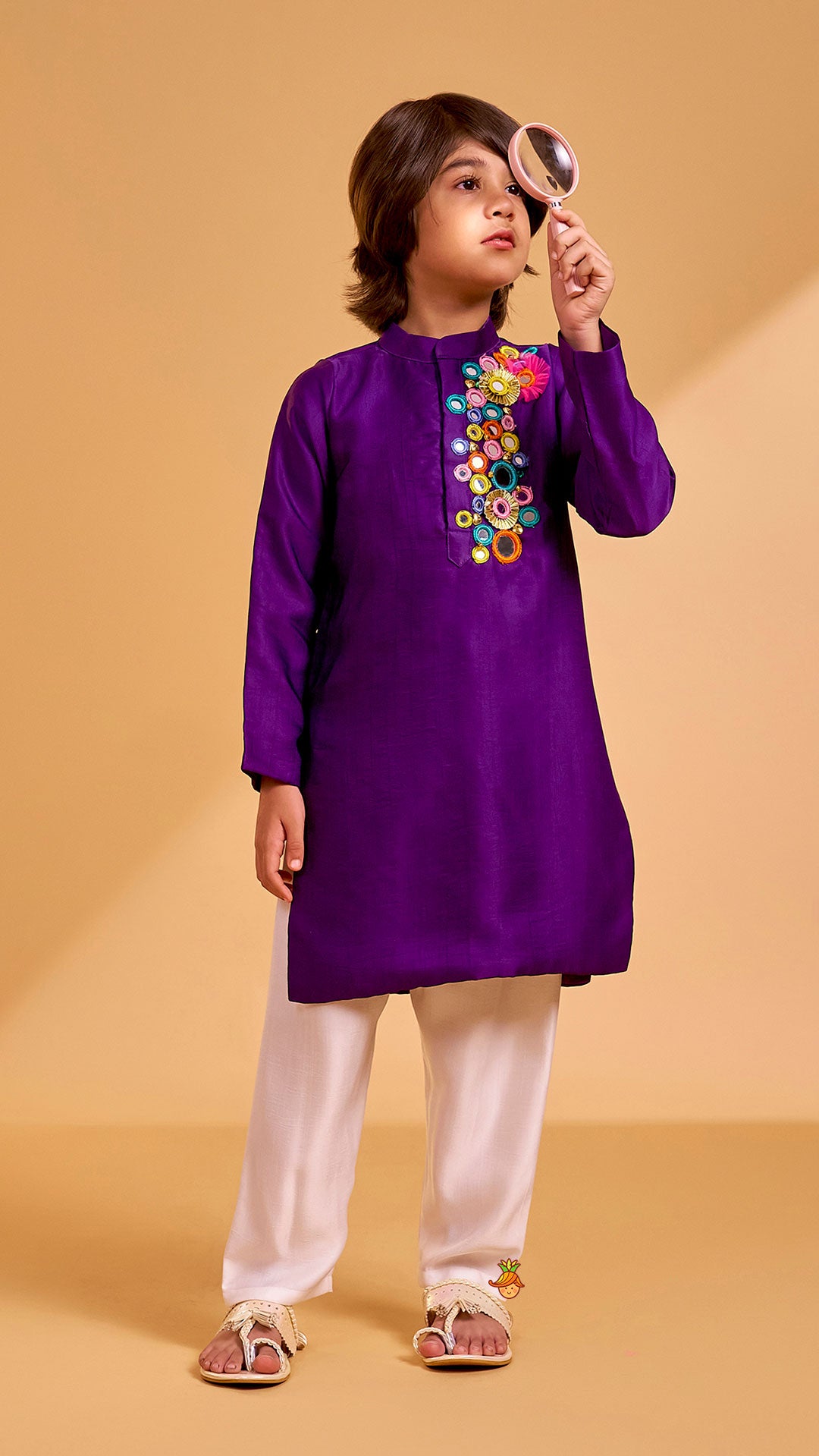 Vibrant Mirror Work Kurta With Pyjama