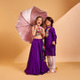 Vibrant Mirror Work Kurta With Pyjama twinning model image 2