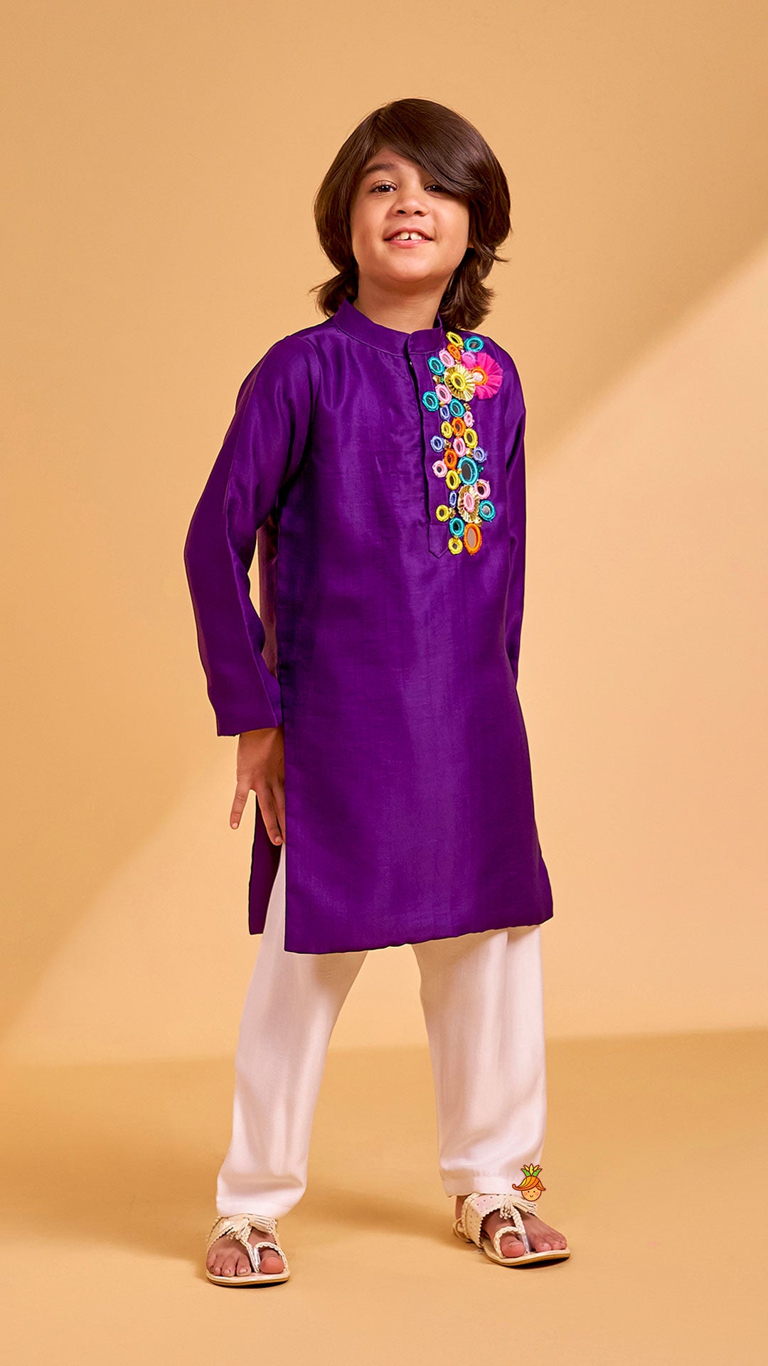 Vibrant Mirror Work Kurta With Pyjama
