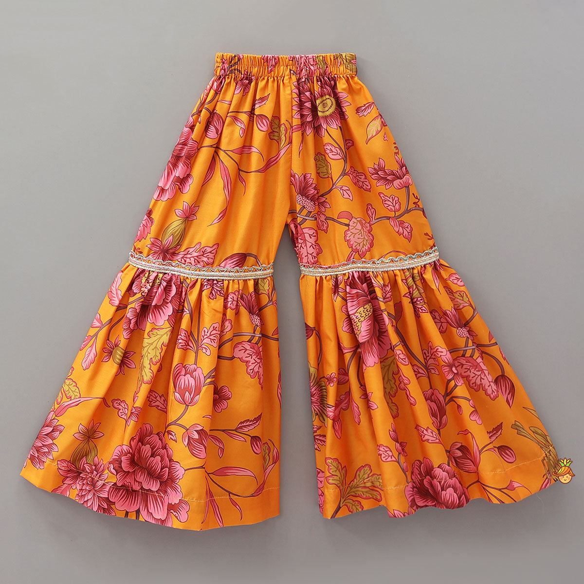 Floral Printed Kurti And Sharara With Contrasting Dupatta