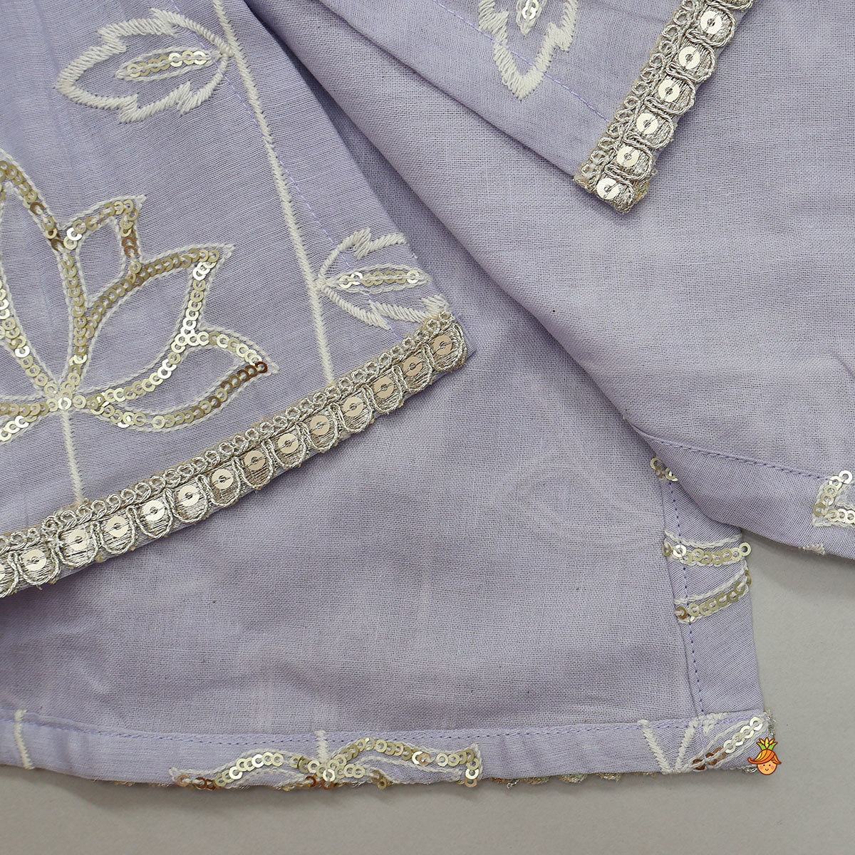 Pre Order: Elegant Lotus-Embroidered Strappy Kurti With Sharara
