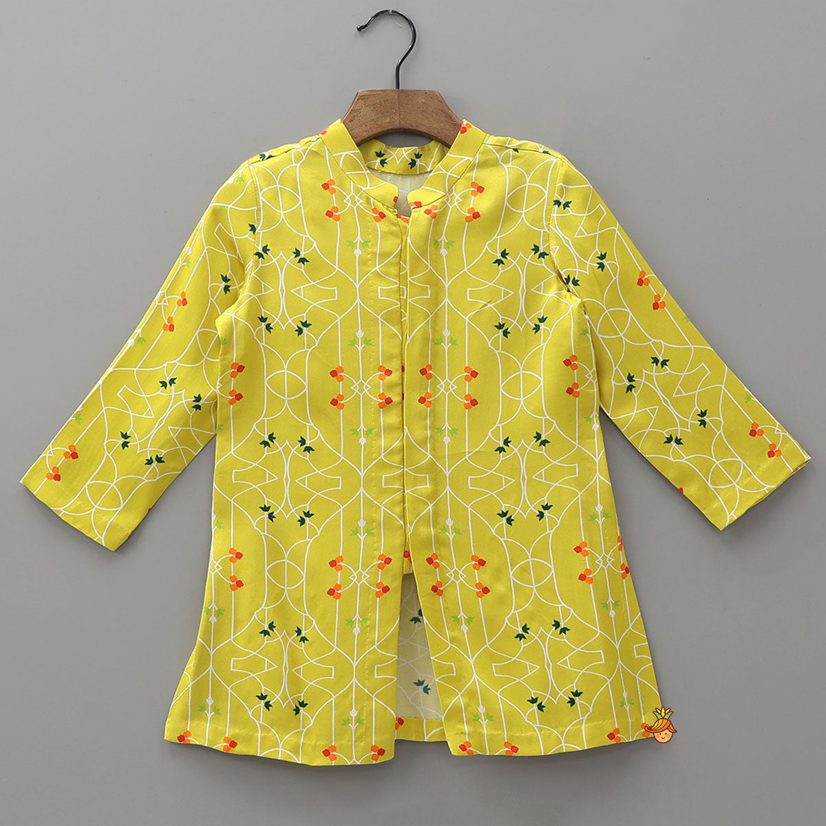 Pre Order: Front Slit Printed Kurta And Multicolour Pyjama