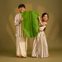 Classic Striped Top And Lehenga twinning model image 1