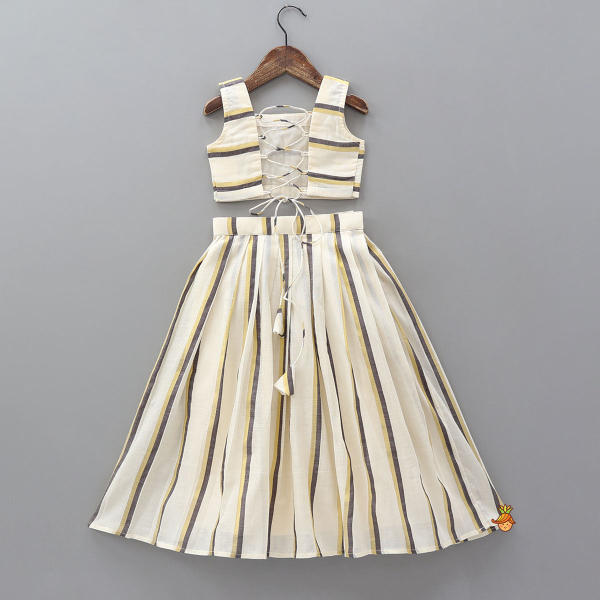 Pre Order: Classic Striped Top And Lehenga