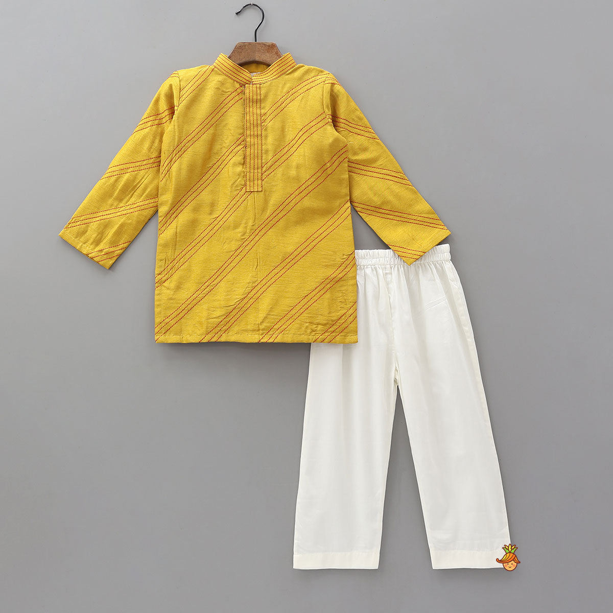 Pre Order: Contrast Thread Work Kurta and Pyjama With Floral Printed Open Jacket