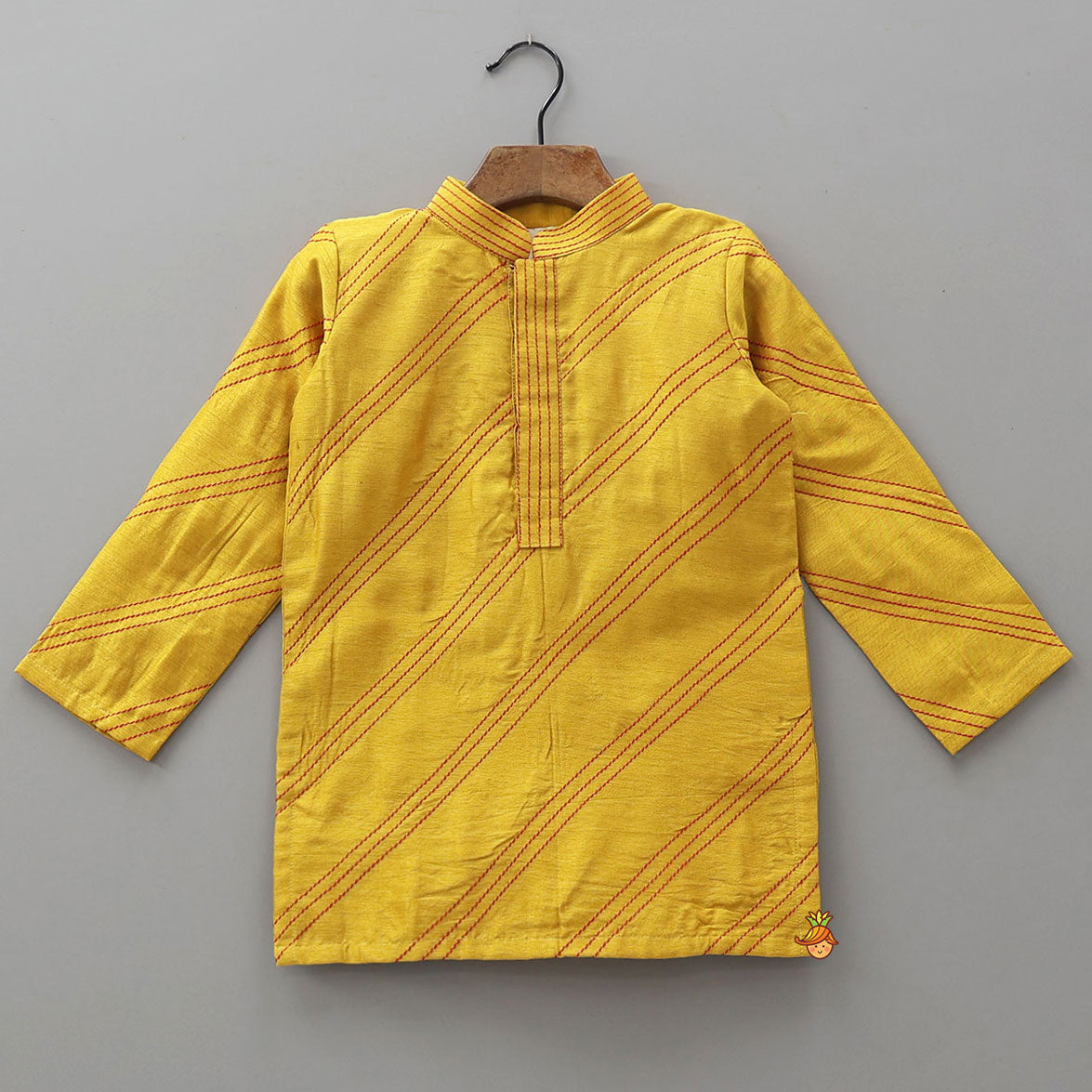 Pre Order: Contrast Thread Work Kurta and Pyjama With Floral Printed Open Jacket