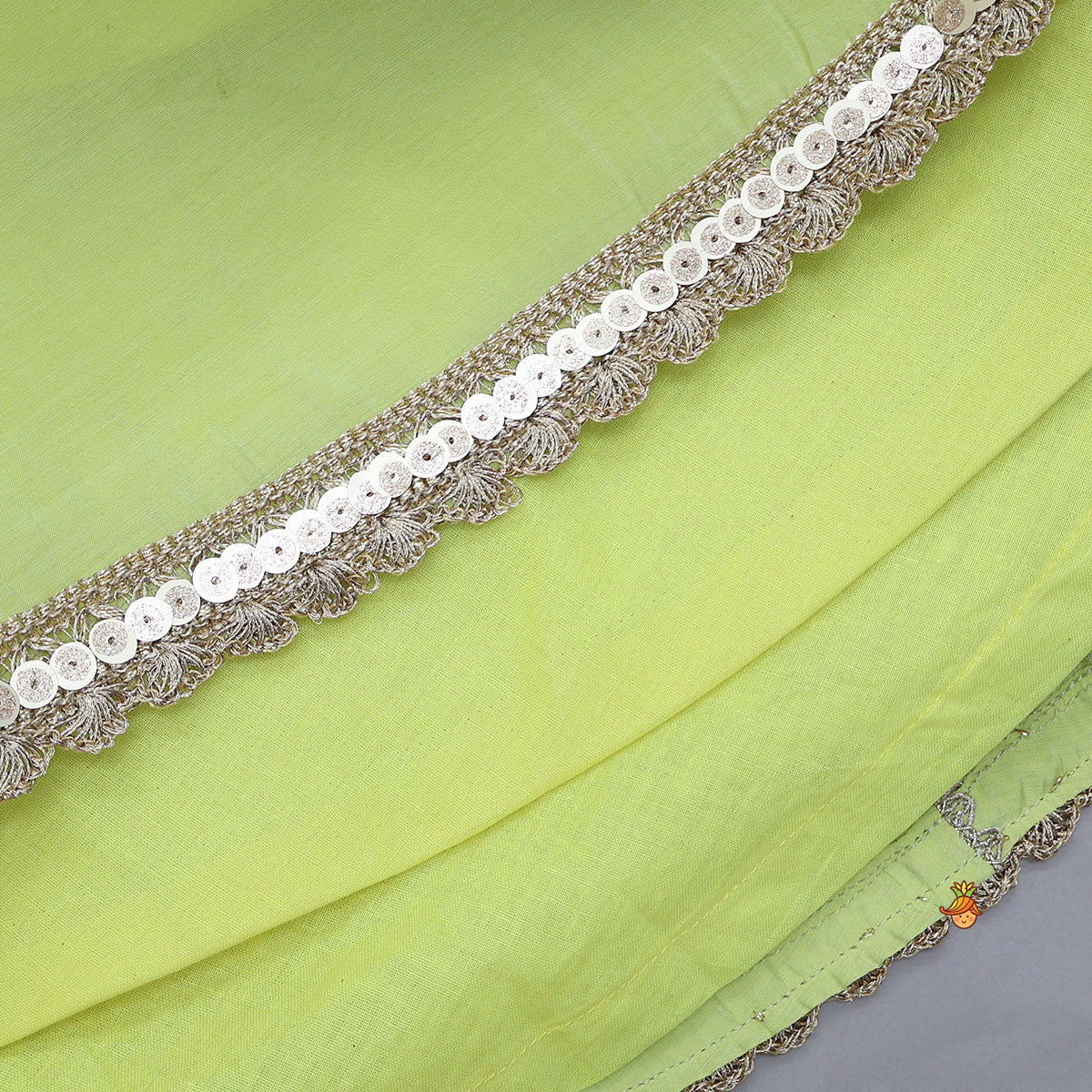 Pre Order: Radiant Green Cutdana Embroidered Top And Ghagra With Dupatta