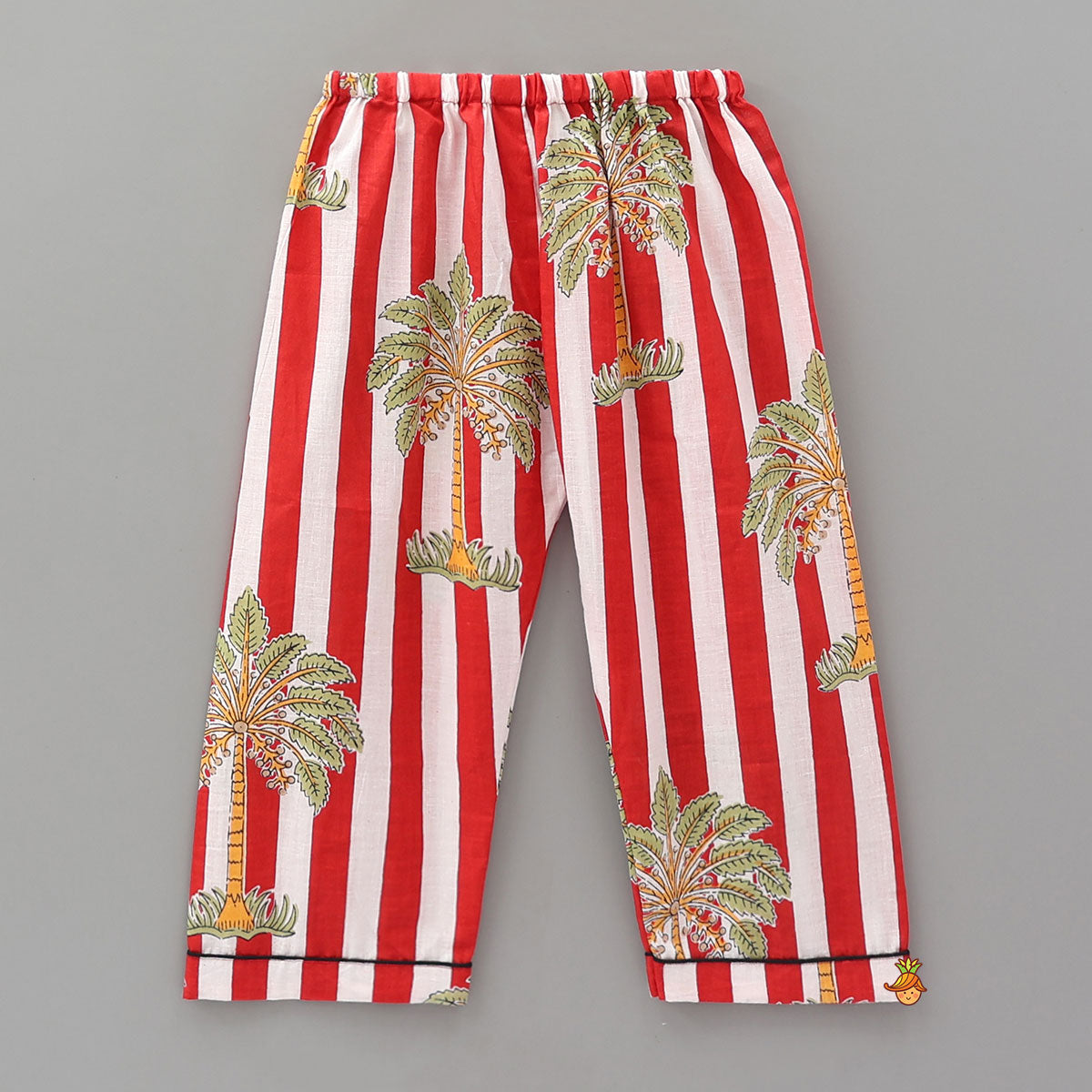 Pre Order: Tree Printed Striped Sleepwear Set With Matching Tote Bag