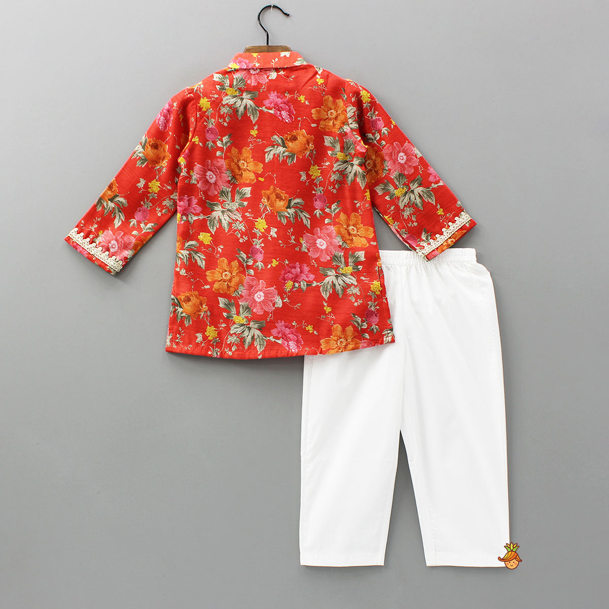 Floral Printed Silk Kurta And Pyjama