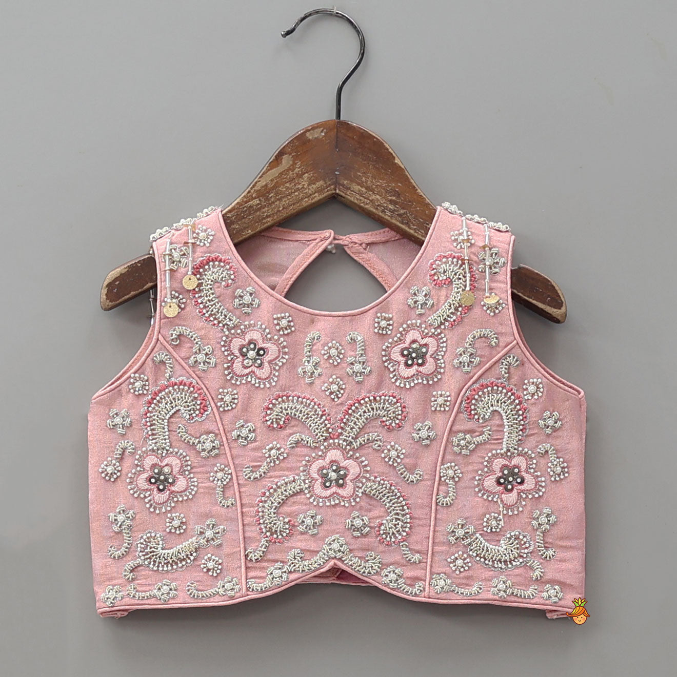 Intricately Embroidered Crop Top And Shimmery Lehenga With Dupatta