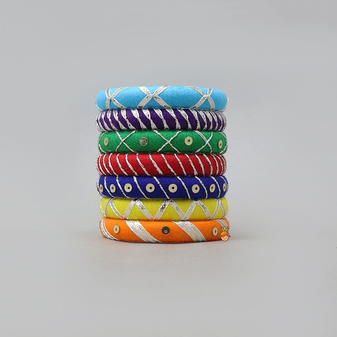 Handmade Colourful Thread Bangles With Sequin Detailing