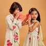 Asymmetric Wrap Style Kurta With Pyjama twinning model image 2