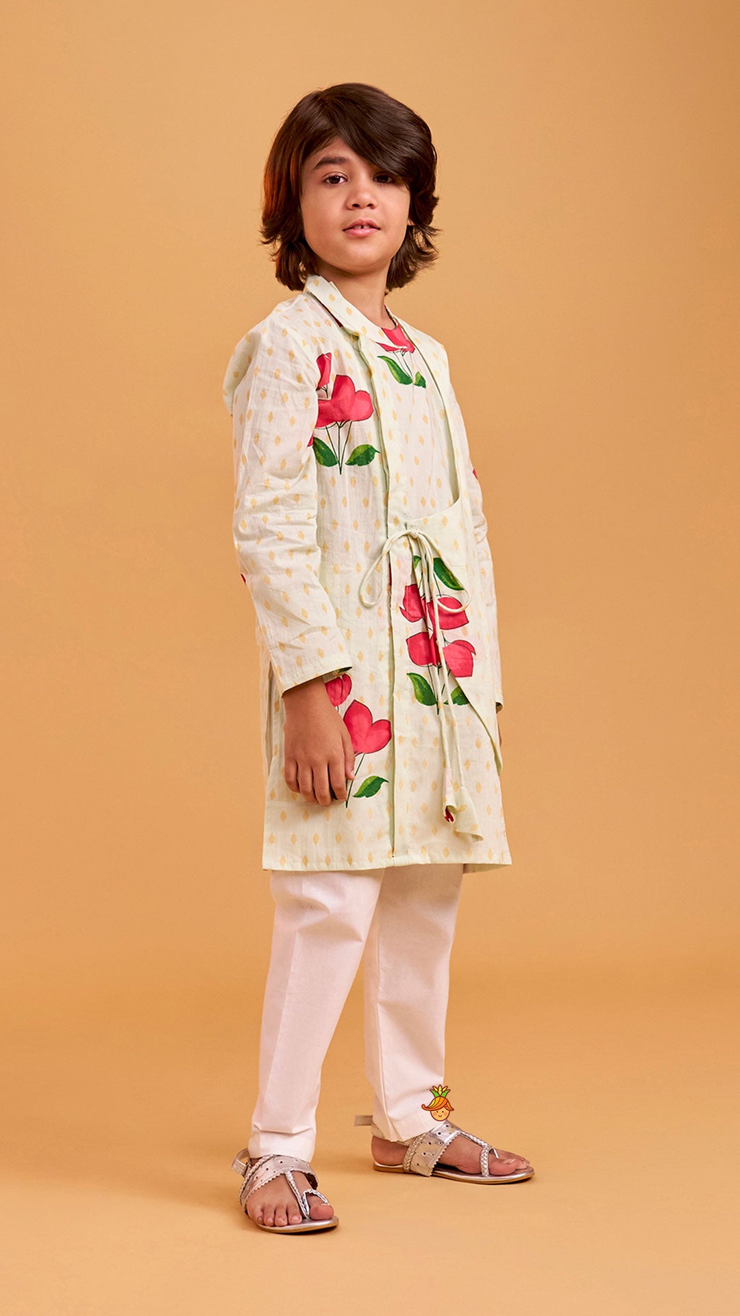 Pre Order: Asymmetric Wrap Style Kurta With Pyjama