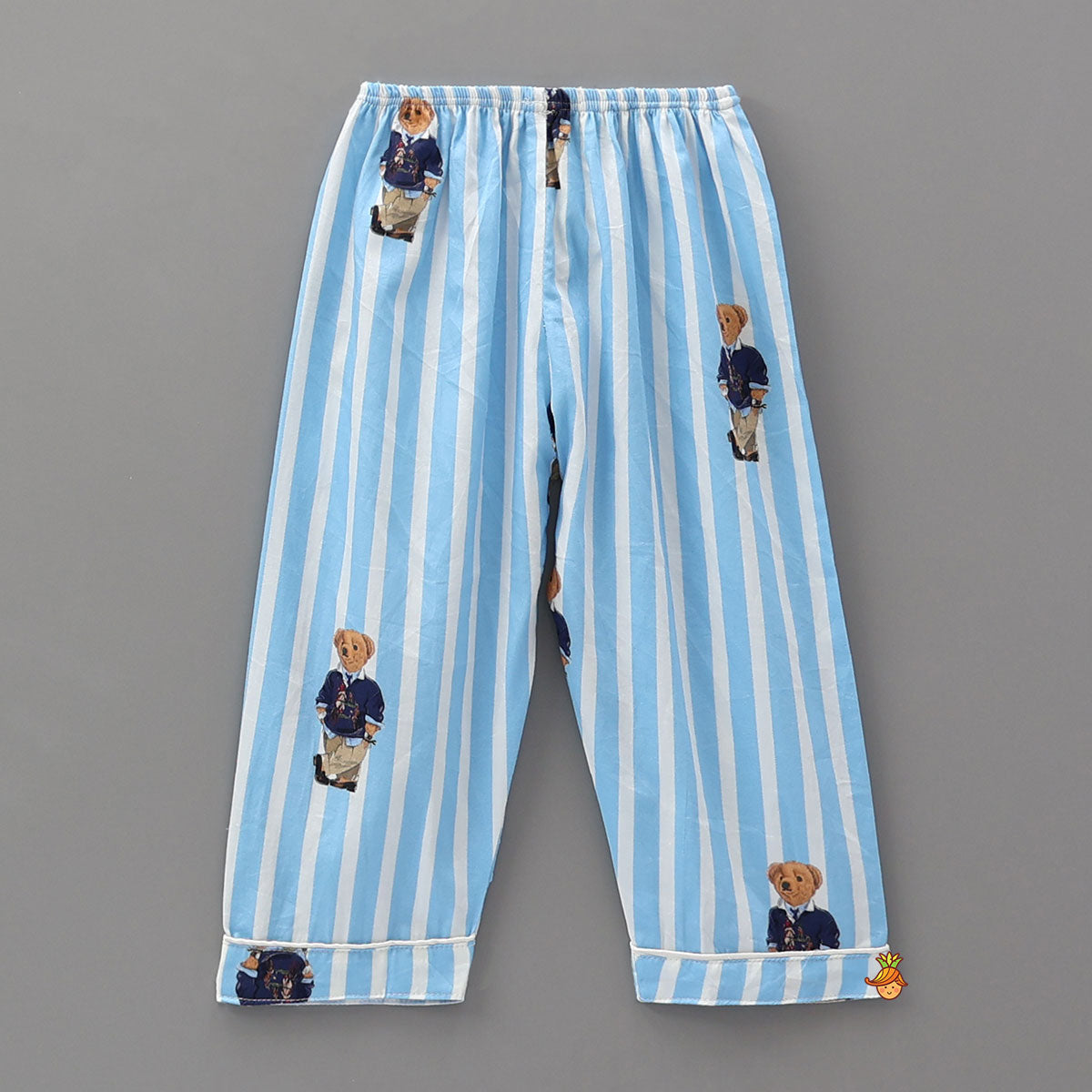 Teddy Print Striped Shirt And Pyjama