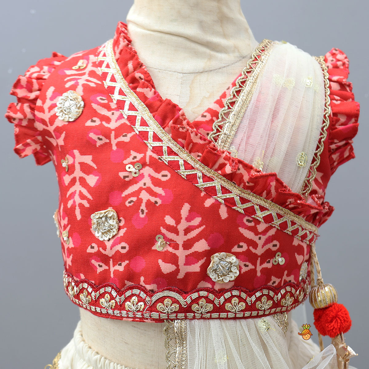 Pre Order: Elegant Drape Crop Top And Lehenga