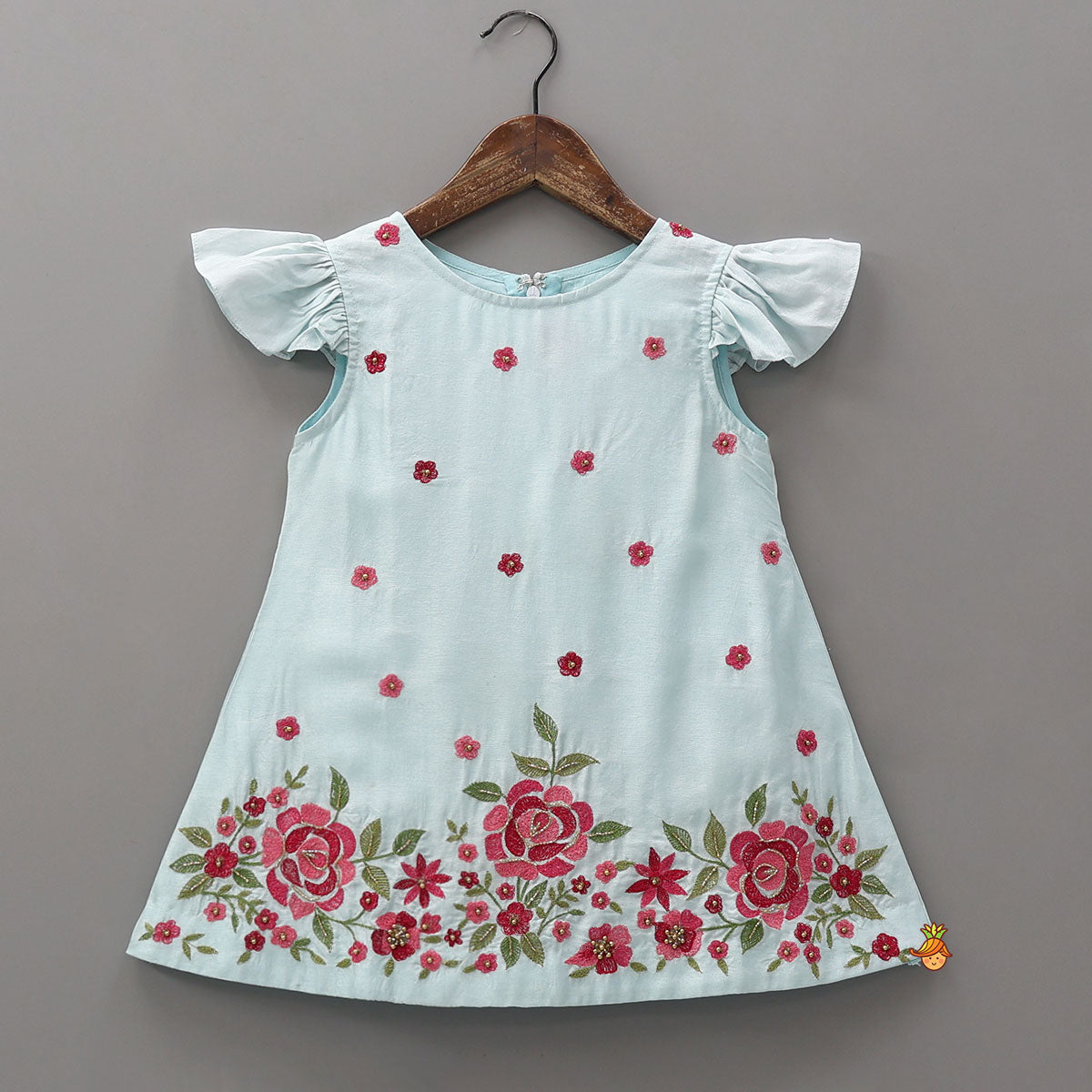 Pre Order: Floral Leaves Embroidered Kurti With Sharara and Dupatta