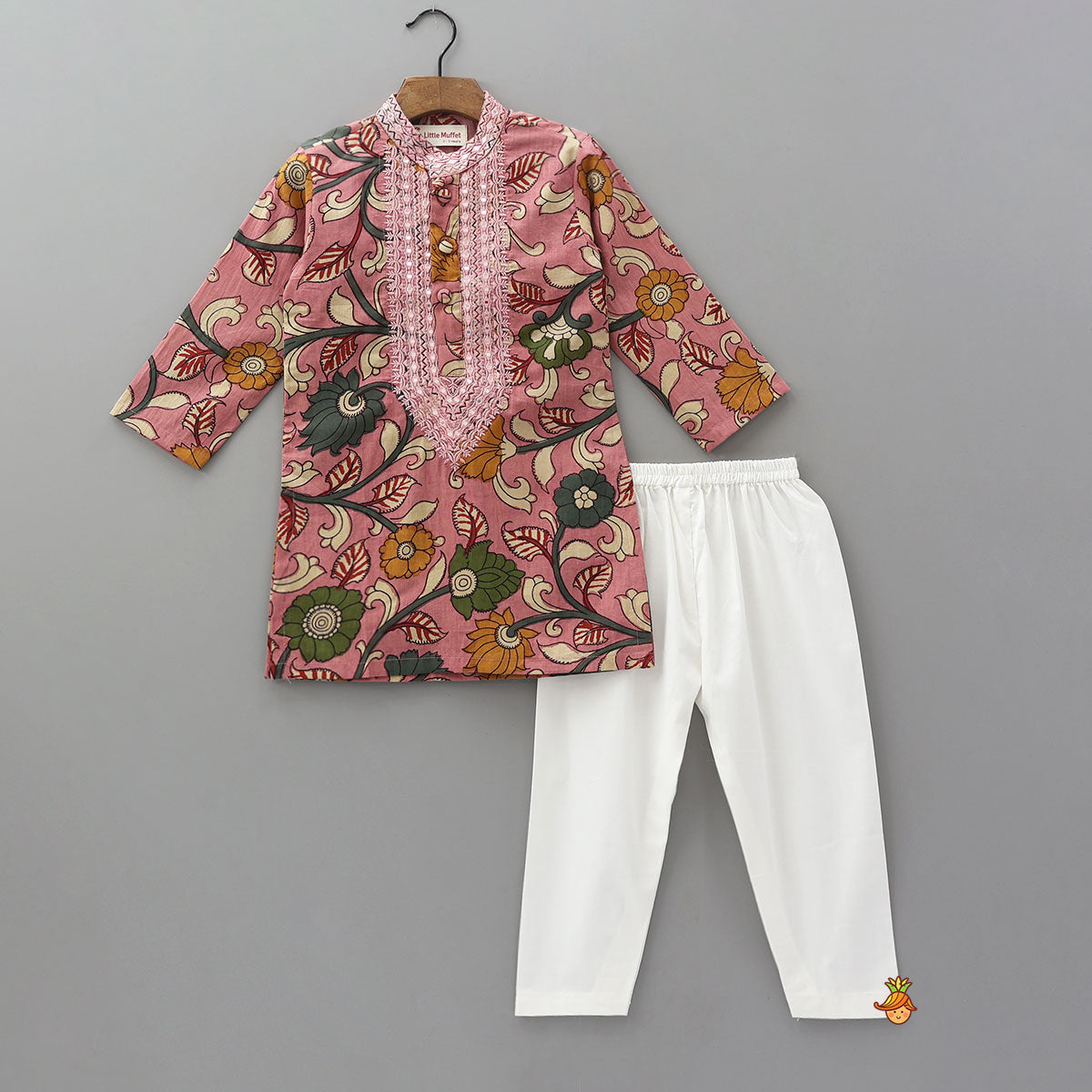 Pre Order: Faux Mirror Work Front Placket Kurta And Pyjama
