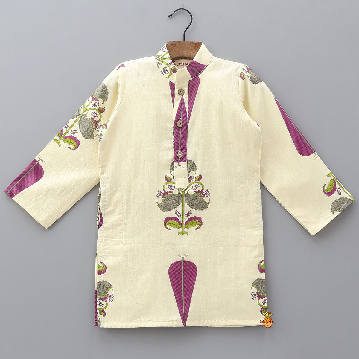 Pre Order: Floral Block Printed Kurta Jacket Set With Pyjama