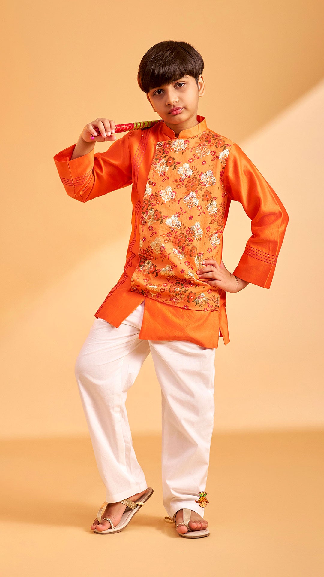 Pre Order: Layered Asymmetric Wrap Kurta With Pyjama