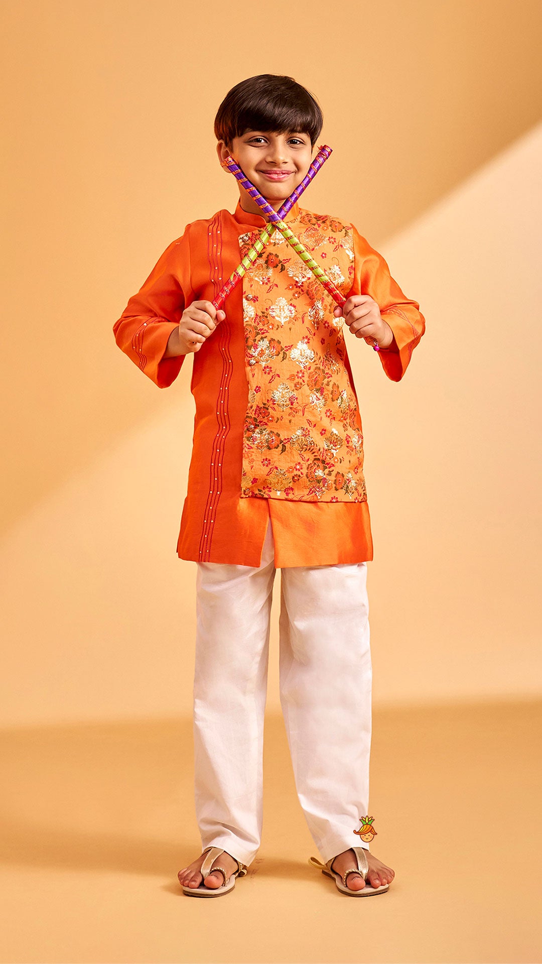 Pre Order: Layered Asymmetric Wrap Kurta With Pyjama