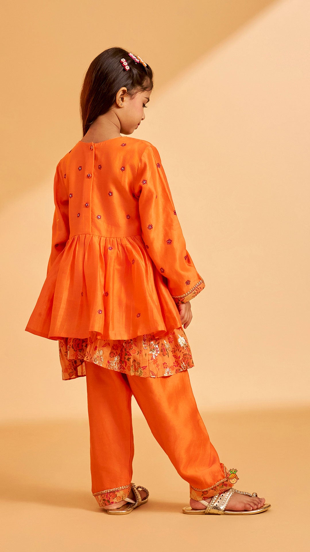 Pre Order: Floral Buti Embroidered Peplum Top With Salwar And Dupatta