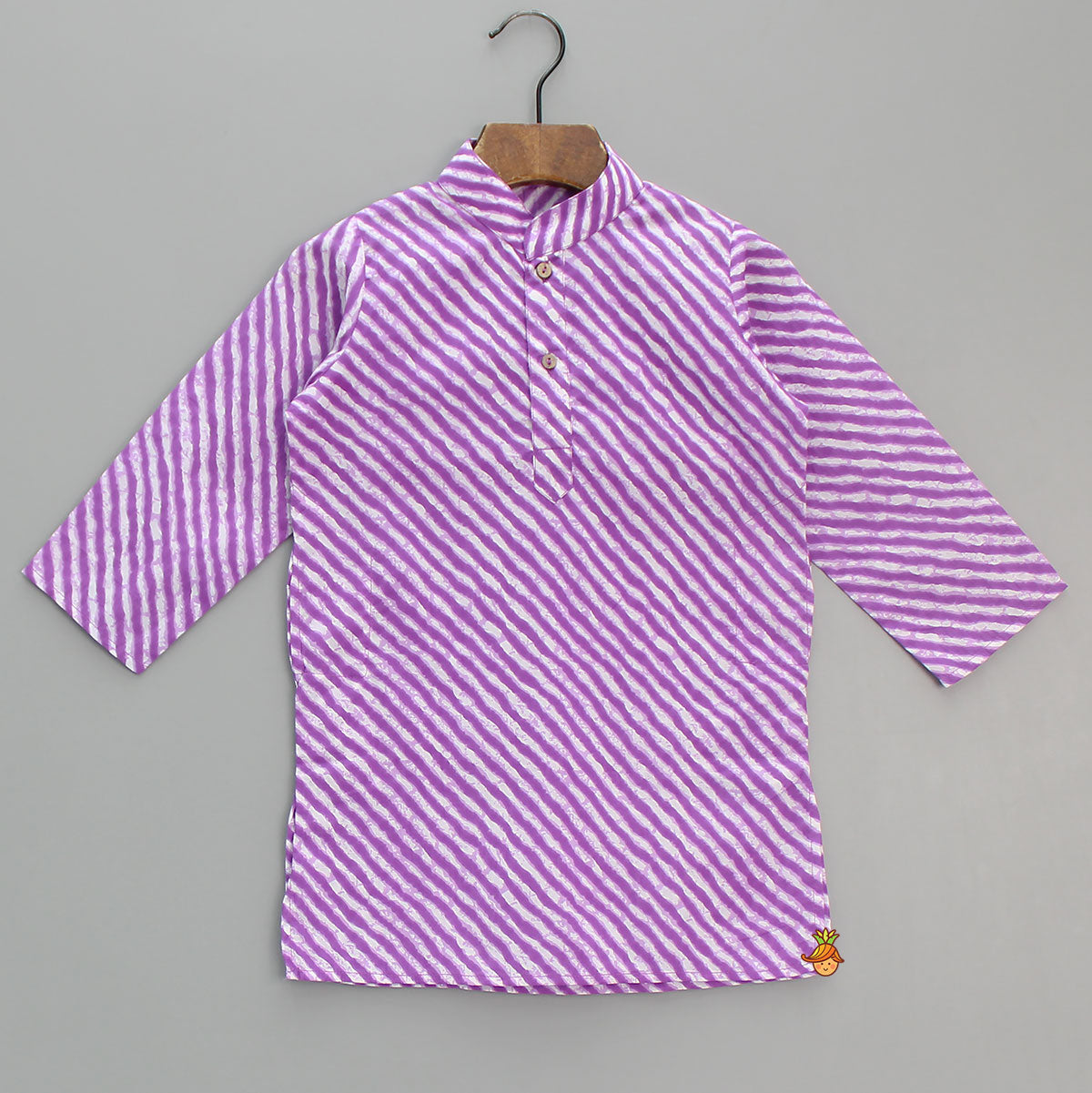 Leheriya Printed Mandarin Collar Kurta With Pyjama
