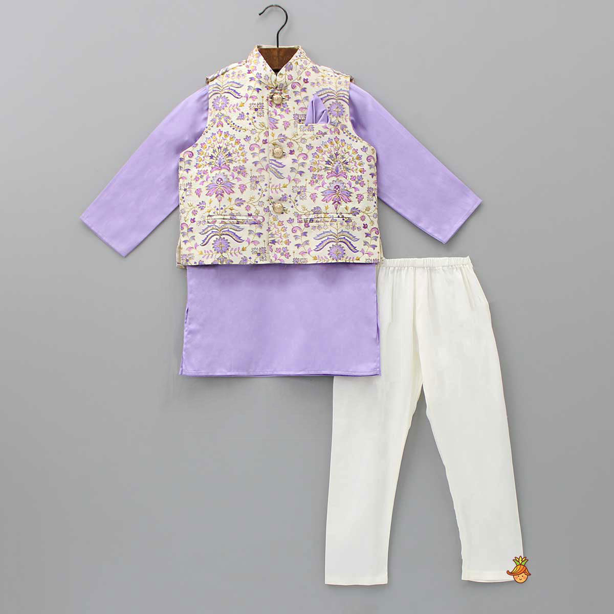 Classic Kurta With Embroidered Jacket And Pyjama