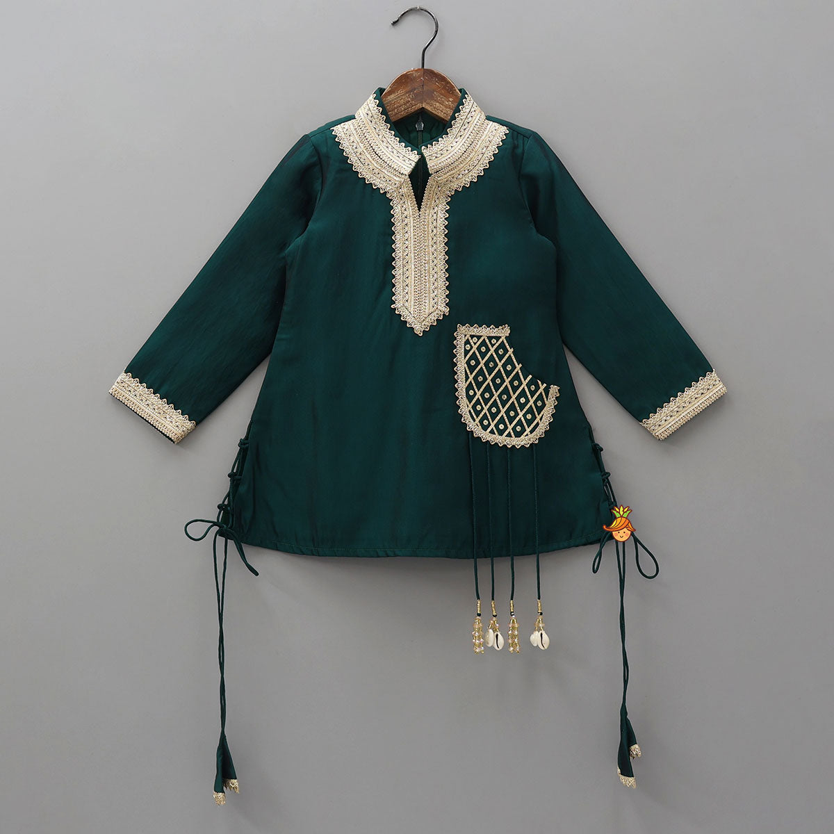 Pre Order: Elegant Lace Detailed Kurta With Farshi Salwar And Dupatta
