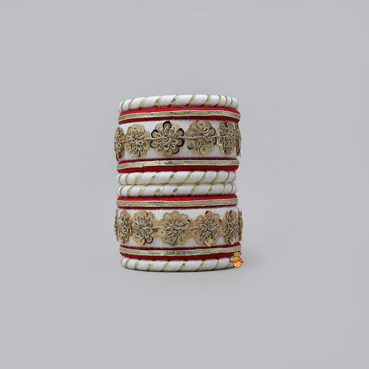 Floral Sequin And Thread Work Bangles