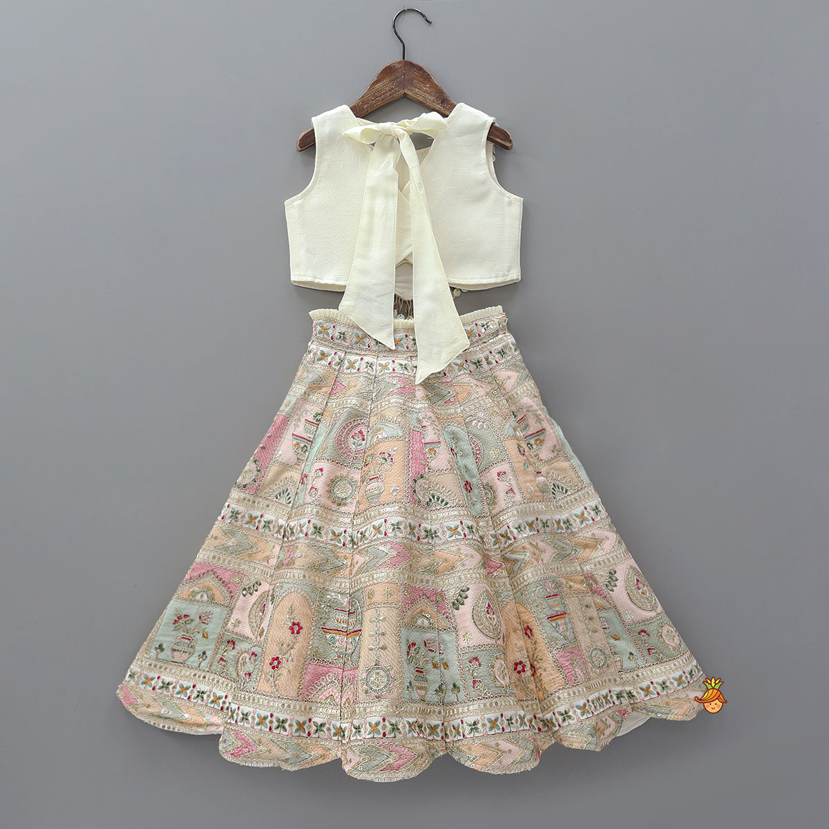 Pre Order: Crop Top With Heavy Embroidered Lehenga