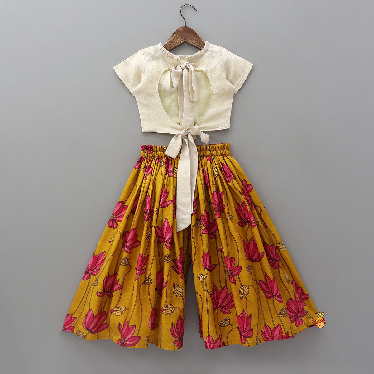 Pre Order: Cow and Floral Motif Embroidered Top With Palazzo