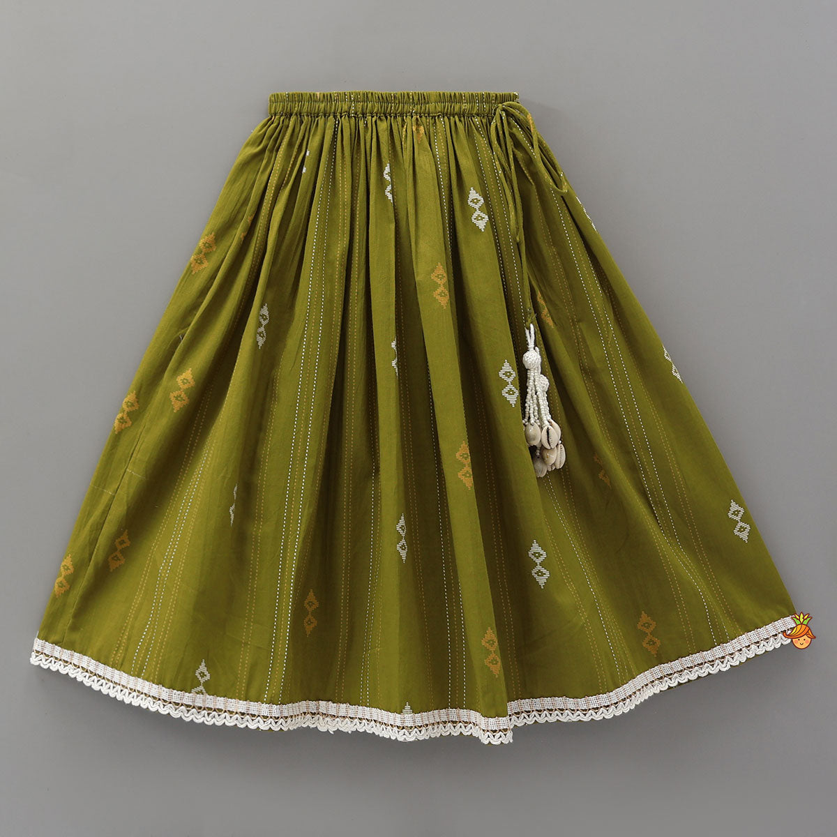 Pre Order: Lace Detailed Tie-Up Crop Top And Lehenga